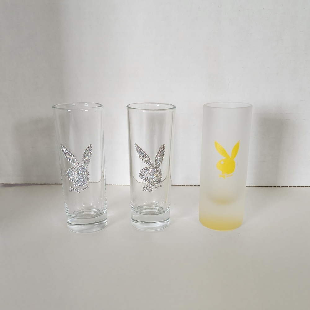 Playboy Silver and Yellow Shot Glass Set